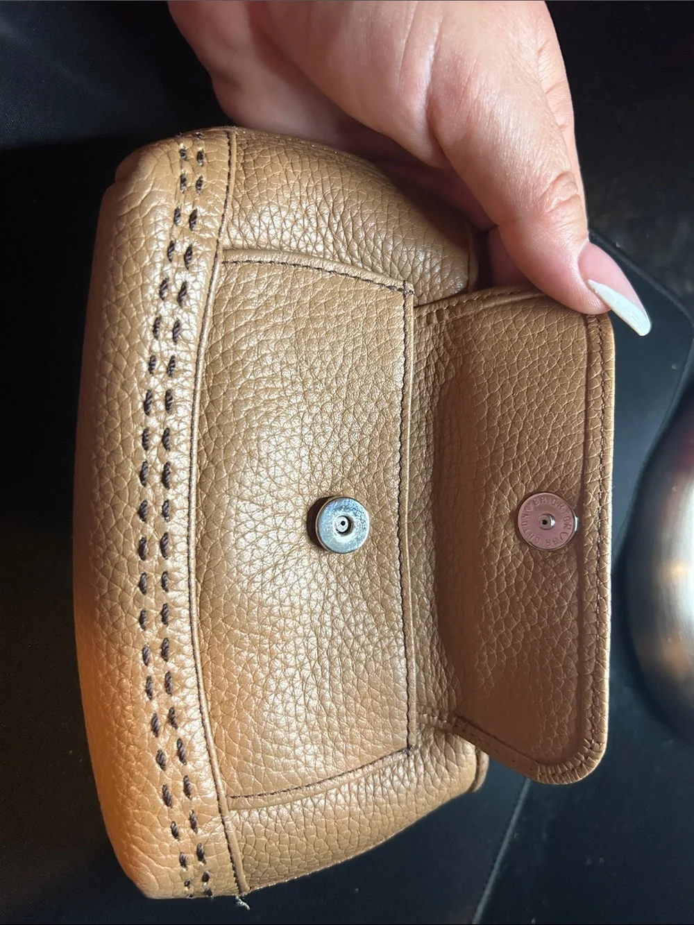 Brighton Tan Braided Accent Leather Cosmetic Pouch